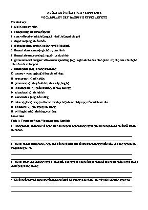 Luyện thi IELTS - Vocabulary set 26 Supporting artists